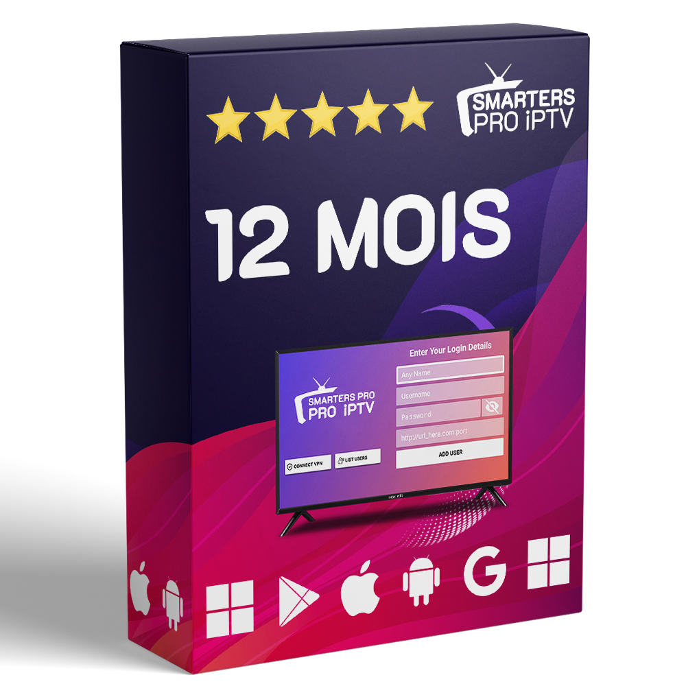 12 Mois d'abonnement | IPTV Smarters Pro